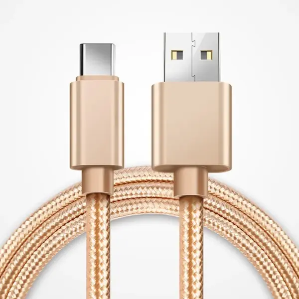 Cable USB-A a USB-C de Nylon Trenzado 1 m Dorado