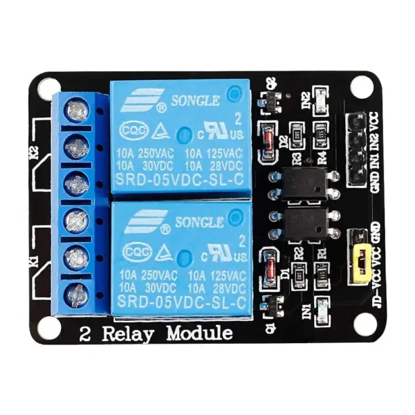 Módulo Relé 2 Canales 5V 10A Optoacoplado para Arduino Raspberry Pi