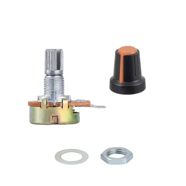 Potenciometro Lineal B20K 0,5w 15mm + Perilla Knob Naranja