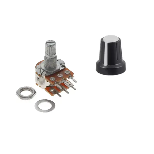Potenciometro lineal DOBLE B50K + Perilla Knob Blanco