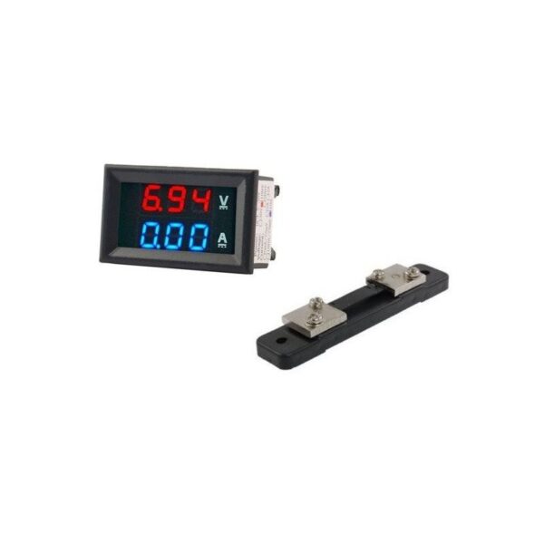 Voltímetro Amperímetro Digital DC 100V 50A con Doble Display LED Rojo/Azul