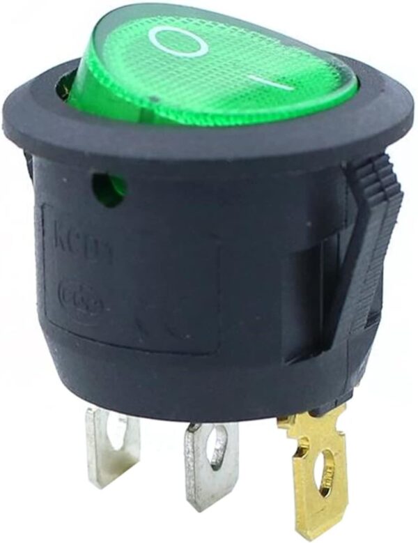 Interruptor Redondo Basculante 20mm SPST con LED Verde 6A 250V