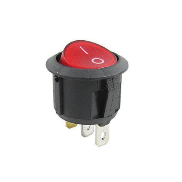 Interruptor ON/OFF Redondo 22 mm SPST con LED Rojo para Panel 220 V 6 A