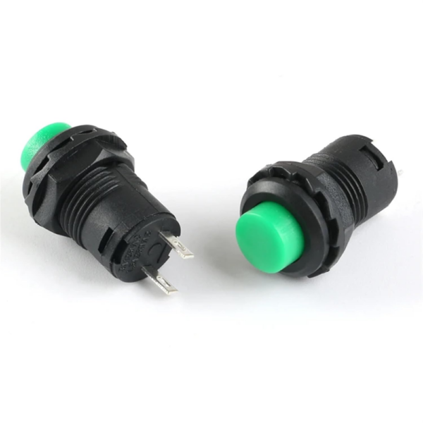 Pulsador Redondo Empotrable 12mm ON-OFF Verde