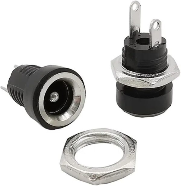 Pack 5x Conector DC Hembra 5.5x2.5mm para Montaje en Panel con Tuerca