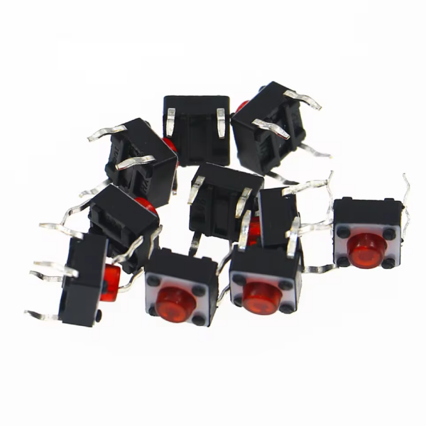 20x Pulsador Táctil Mini 6x6x5mm para PCB Rojo