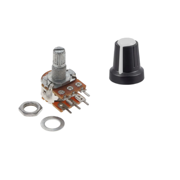 Potenciometro lineal DOBLE B20K + Perilla Knob Blanco