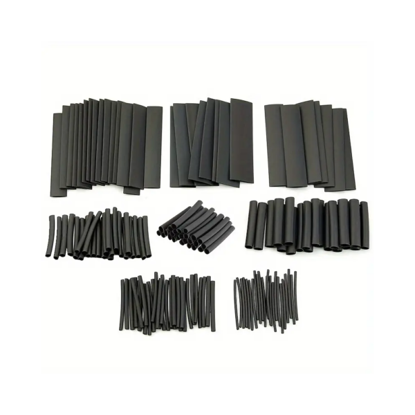 Kit 127 Tubos Termorretráctil Negro (7 Tamaños)
