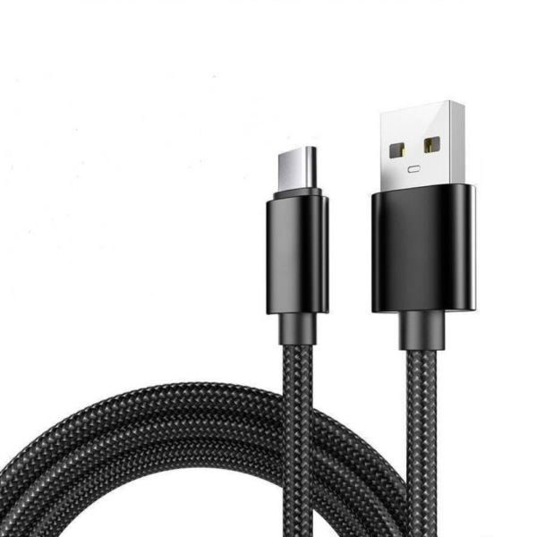 Cable carga rapida Tipo C aluminio nylon trenzado movil tablet 1m negro USB-C