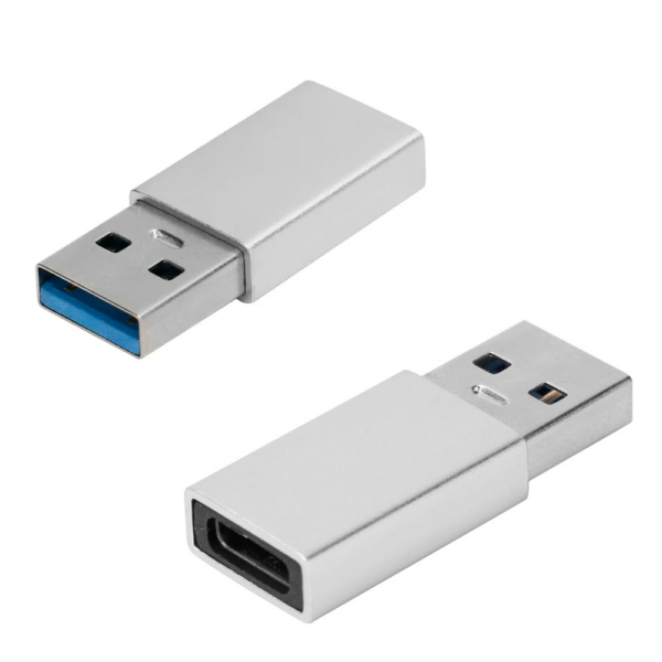 Adaptador USB-C 3.1 Hembra a USB-A Macho, Color Plata