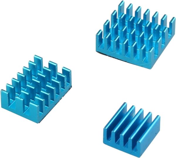 Kit 3 Disipadores de Aluminio Azul Anodizado con Adhesivo para Raspberry Pi 4B