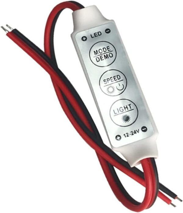 Mini Controlador Dimmer para Tira LED Monocolor 3 Teclas 5-24V 2A