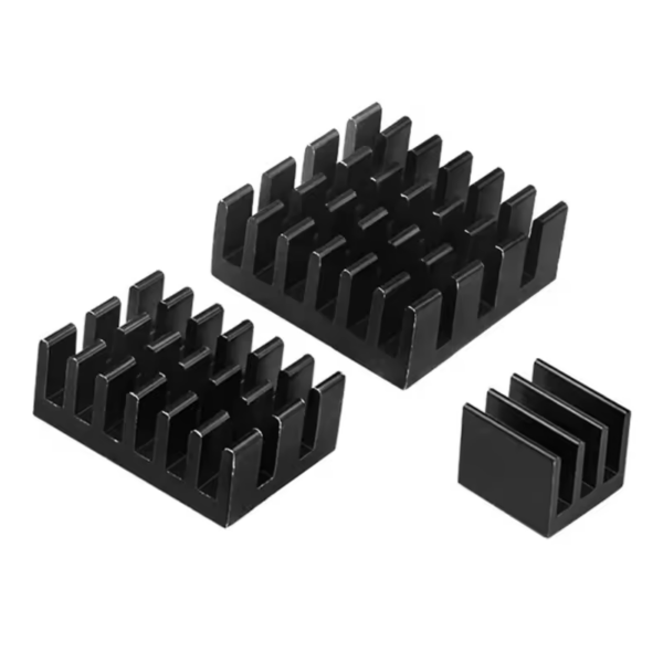 Kit 3 Disipadores Térmicos de Aluminio Negro para Raspberry Pi 4B con Adhesivo