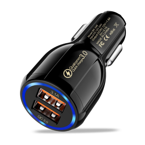 Cargador de Coche Doble USB con Carga Rápida Qualcomm QC 3.0 (35 W)