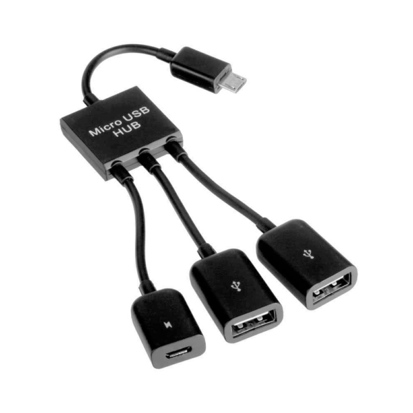 Cable Adaptador OTG Hub Micro USB a 2 Puertos USB hembra