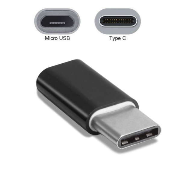 Adaptador USB-C a Micro USB para Carga y Datos Negro