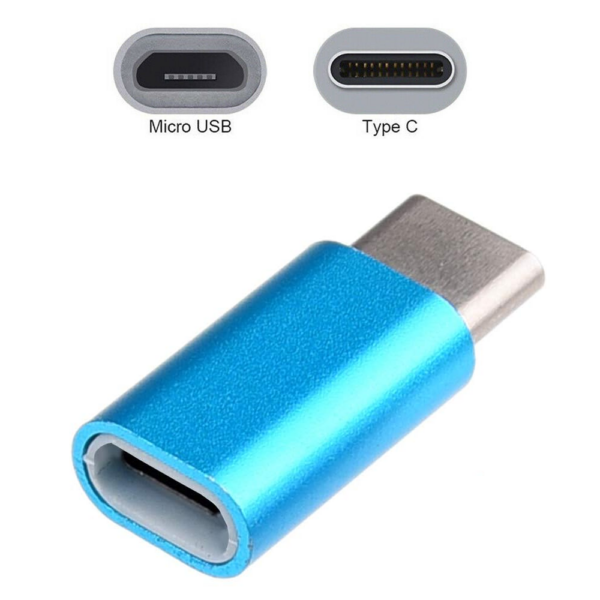 Adaptador USB-C a Micro USB para Carga y Datos Azul