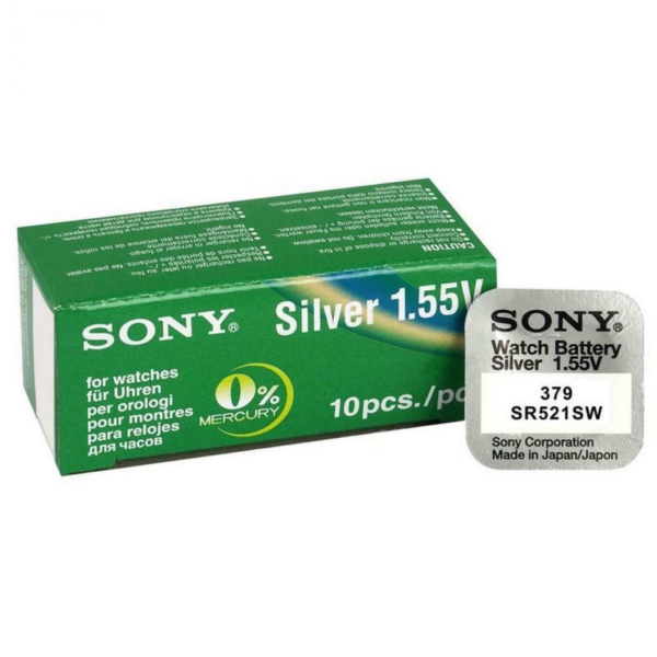 Pila de Botón Sony 379 / SR521SW de Óxido de Plata 1.55 V