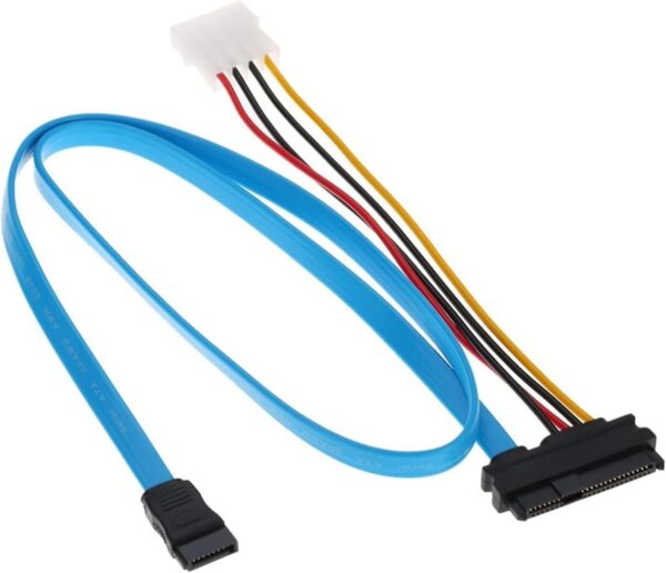 Cable SAS SFF-8482 a SATA con 29 pines y Alimentación Molex LP4 - 70 cm
