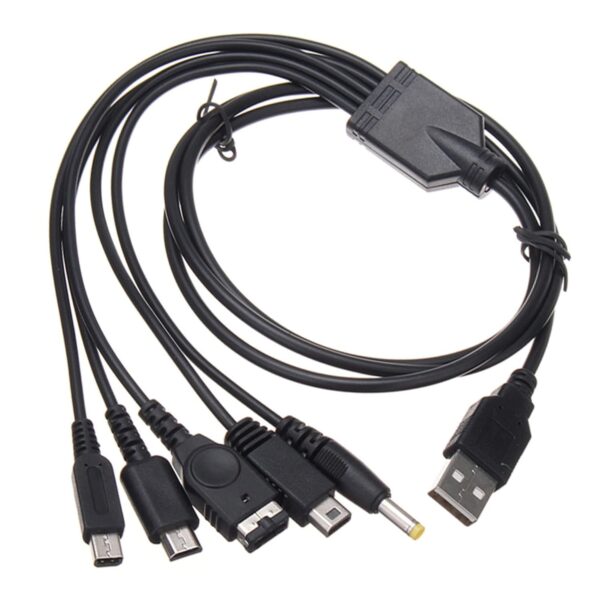 Cable Cargador USB 5 en 1 para PSP, DS, 3DS, GBA SP 115cm