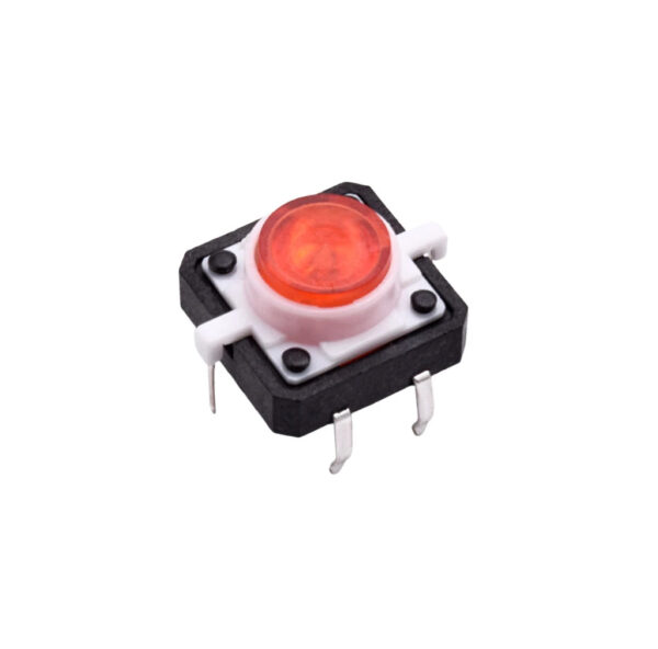 Pulsador Táctil Momentáneo NO 12x12x7mm con LED Rojo