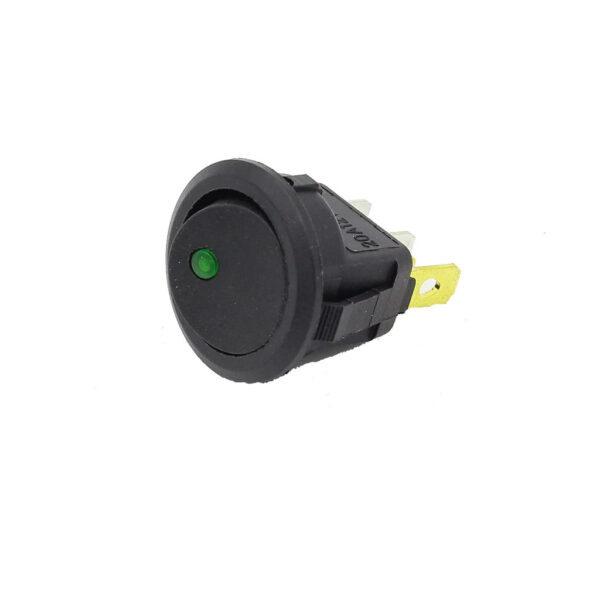 Interruptor Basculante Redondo rectangular 20mm 12V 20A SPST con LED Verde