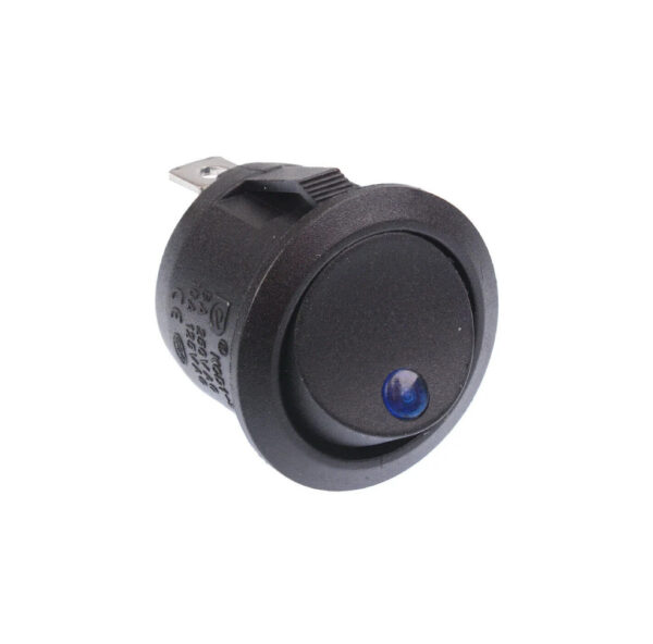 Interruptor Basculante Redondo 20mm 12V 20A SPST con LED Azul