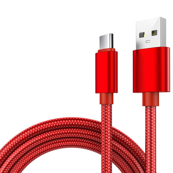 CABLE USB-C ALUMINIO TRENZADO MÓVIL TABLET TIPO C 1M ROJO NYLON