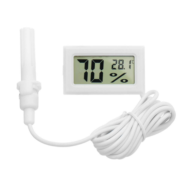 Termohigrómetro Digital LCD con Sonda Externa - Blanco
