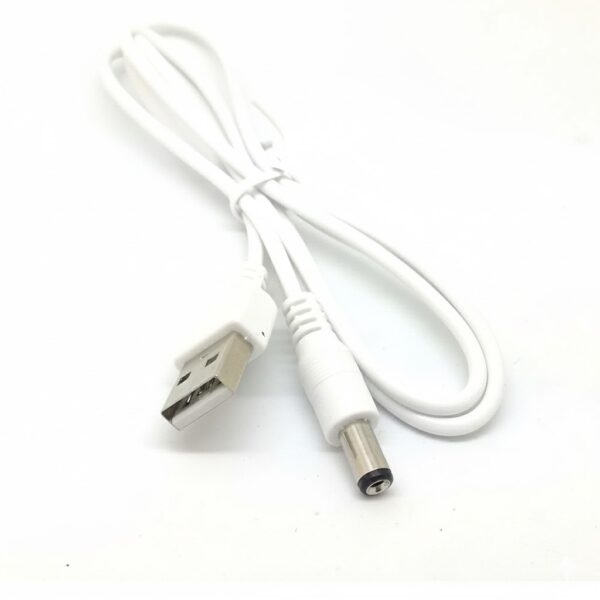 Cable Alimentación USB a Jack DC 5.5 x 2.1 mm 5V 70 cm Blanco