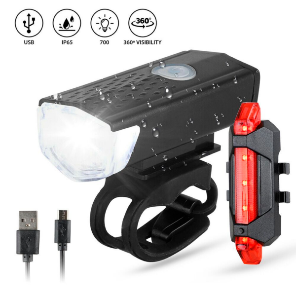 Kit Luces LED Bicicleta Delantera y Trasera Recargable USB