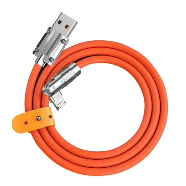 Cable Micro-USB Giratorio de Silicona Líquida 120W 6A con LED