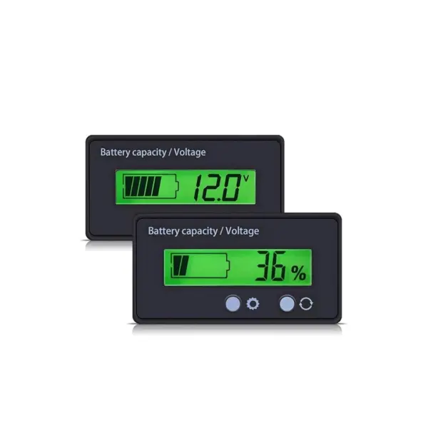 Medidor indicador capacidad / voltaje bateria 12V-84V litio plomo-acido Verde