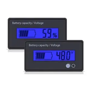 Medidor indicador capacidad / voltaje bateria 12V-84V litio plomo-acido Azul