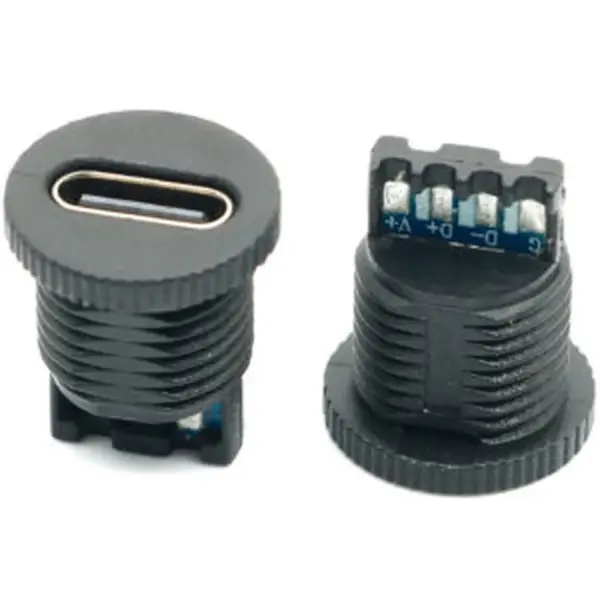 Conector hembra tipo C circular roscado e impermeable