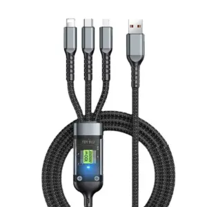 Cable de carga rapida 3 en 1 USB a iPhone/tipo-c/MicroUSB nylon 100W