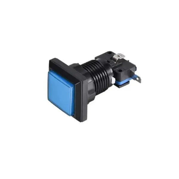 Pulsador Cuadrado Arcade Iluminado LED Azul con Microinterruptor DIY