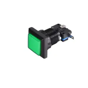 Pulsador Cuadrado Arcade Iluminado LED Verde con Microinterruptor DIY