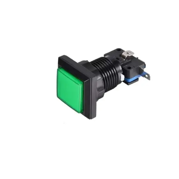 Pulsador Cuadrado Arcade Iluminado LED Verde con Microinterruptor DIY