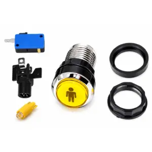 Pulsador Arcade LED Iluminado 33mm Bartop Cromado 1 Player Amarillo