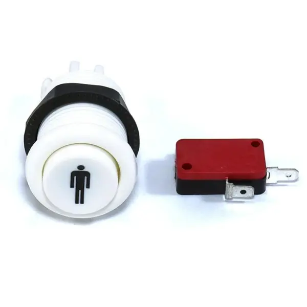 Pulsador Arcade Americano Cóncavo 28mm 1 Player Blanco con Microinterruptor