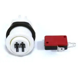 Pulsador Arcade Americano Cóncavo 28mm 2 Player Blanco con Microinterruptor
