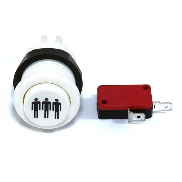 Pulsador Arcade Americano Cóncavo 28mm 3 Player Blanco con Microinterruptor