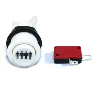 Pulsador Arcade Americano Cóncavo 28mm 4 Player Blanco con Microinterruptor