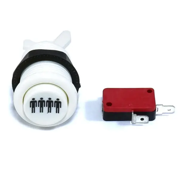 Pulsador Arcade Americano Cóncavo 28mm 4 Player Blanco con Microinterruptor