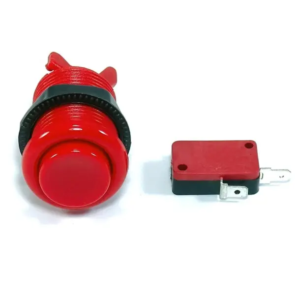 Pulsador Arcade Americano Cóncavo 28mm Rojo con Microinterruptor