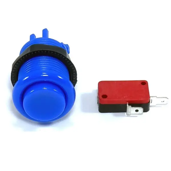 Pulsador Arcade Americano Cóncavo 28mm Azul con Microinterruptor